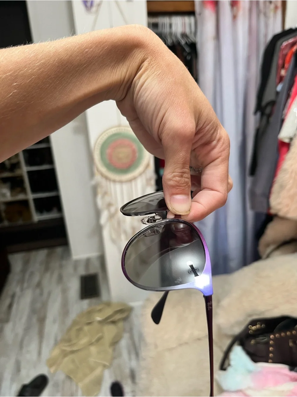 Ray-Ban Women's Blue to Purple Gradient Round Sunglasses
